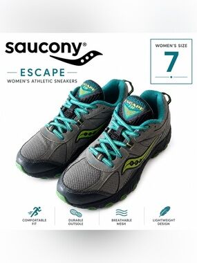 Saucony Escape Gray Turquoise Athletic Sneakers | Women’s Size 7